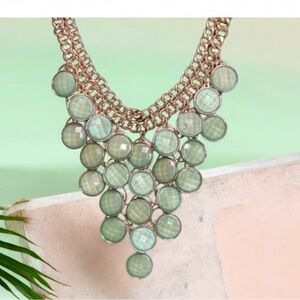 Charming Charlie Green and Gold Statement Necklace